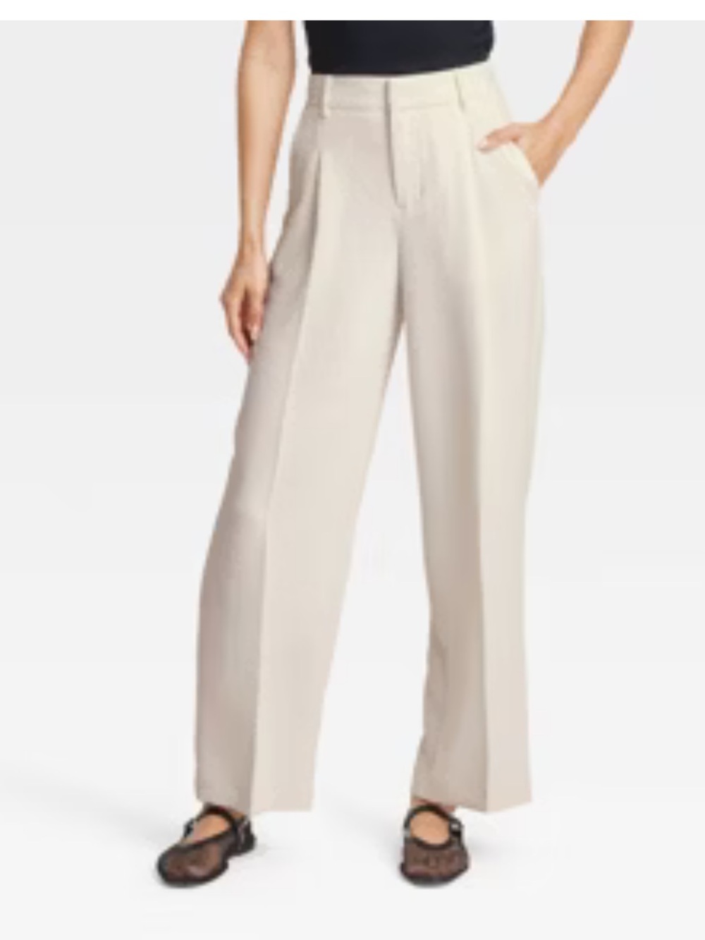 Women's Signature Crepe Essential Trouser - A New Day™ Off-White 14 NWT